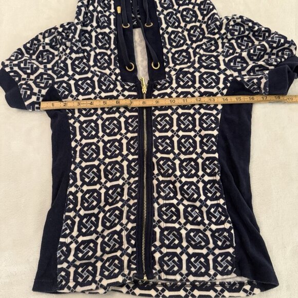 Vintage Juicy Couture French Terry Short Sleeve Hoodie Women Small Y2K Geometric - Picture 4 of 11